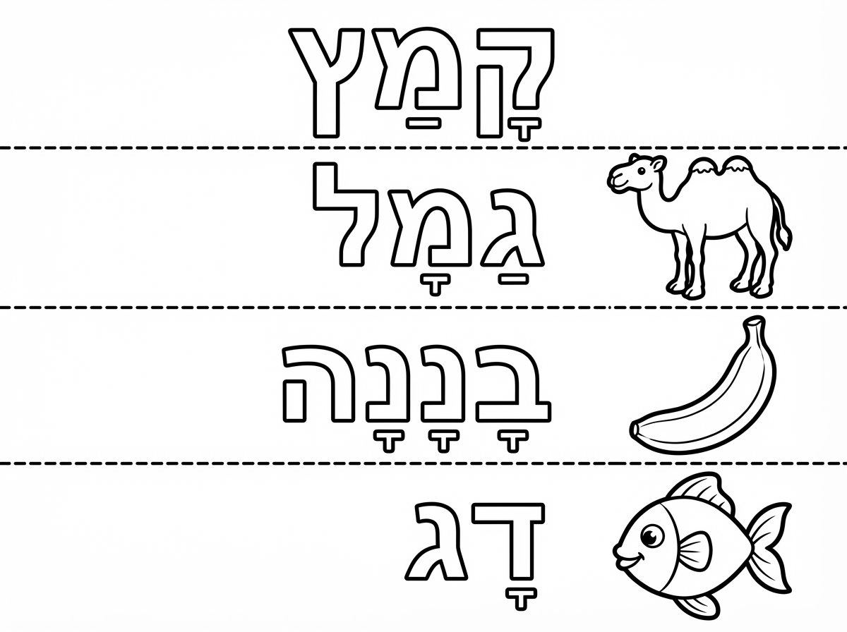 בוקר טוב,
תוכל ליצור לי דף של קמץ?
שלוש מילים שהניקוד רק קמץ ולידם תמונות קשורות למילה🙏🏼
