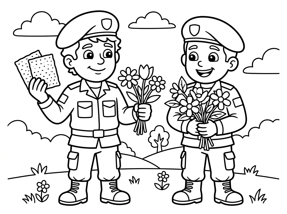 אשמח לתמונה של חיילים עם מצות ופרחים