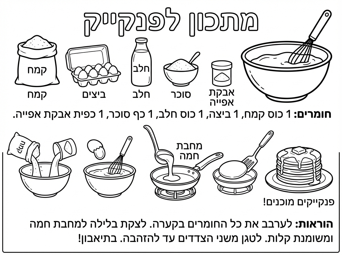 תעשה לי דף צביעה של מתכון לפנקייק