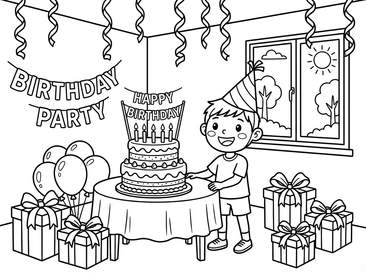 תעשה לי יום הולדת לילד עם עוגה ומתנות ורקע מתאים