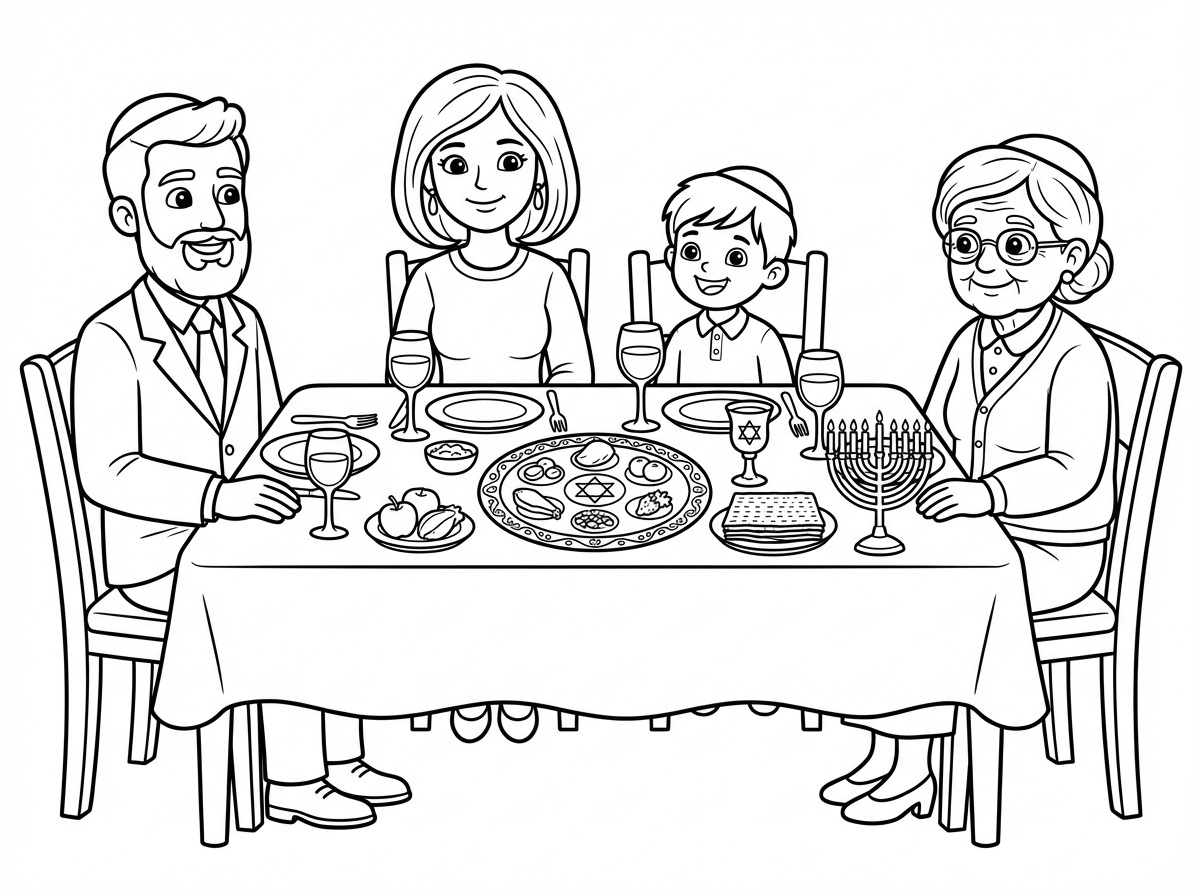 שלום וברכה. אשמח שתיצור לי דף לפסח לחיל הסדר עם משפחה חרדית שיושב סביב השולחן כוסות יין כוס אליהו הנביא