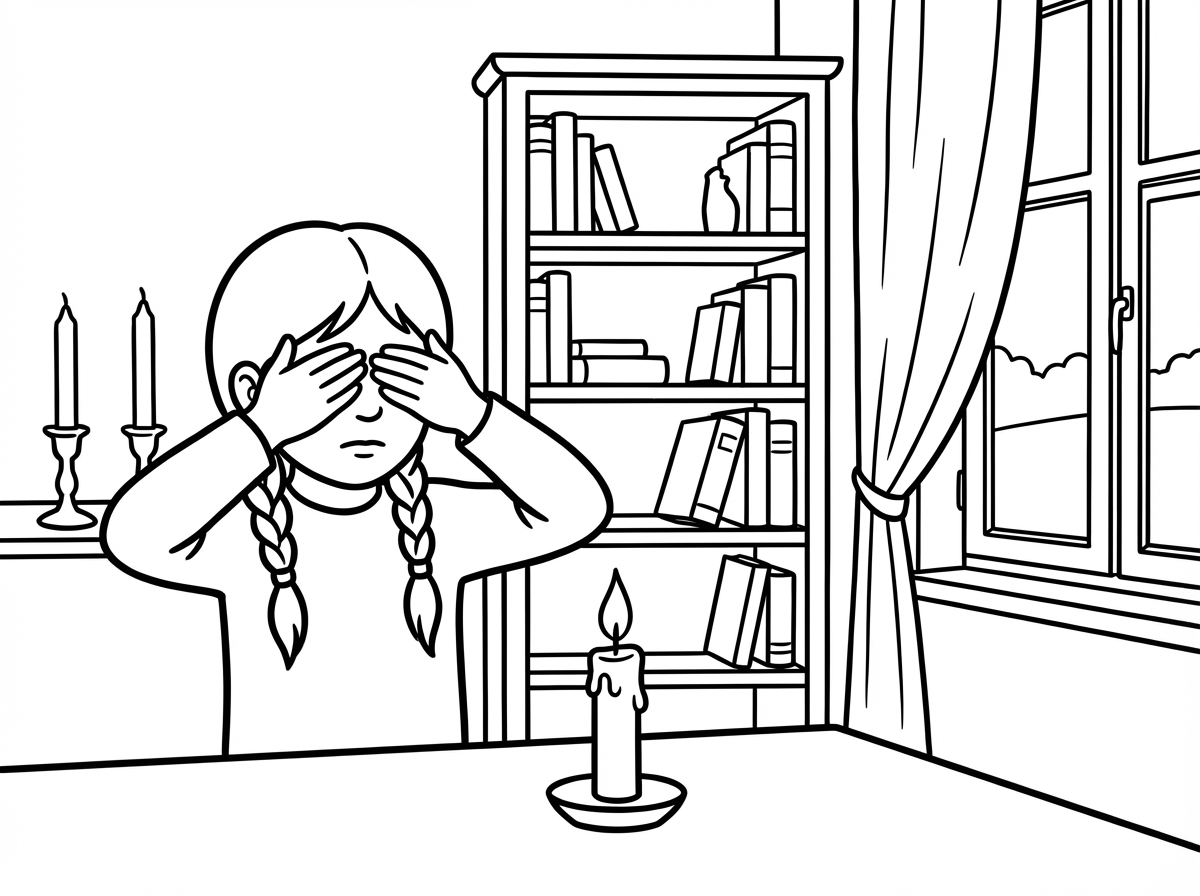 תודה. אפשר לעשות רקע מאחורי הילדה? ארון ספרים ובצד חלון ווילון