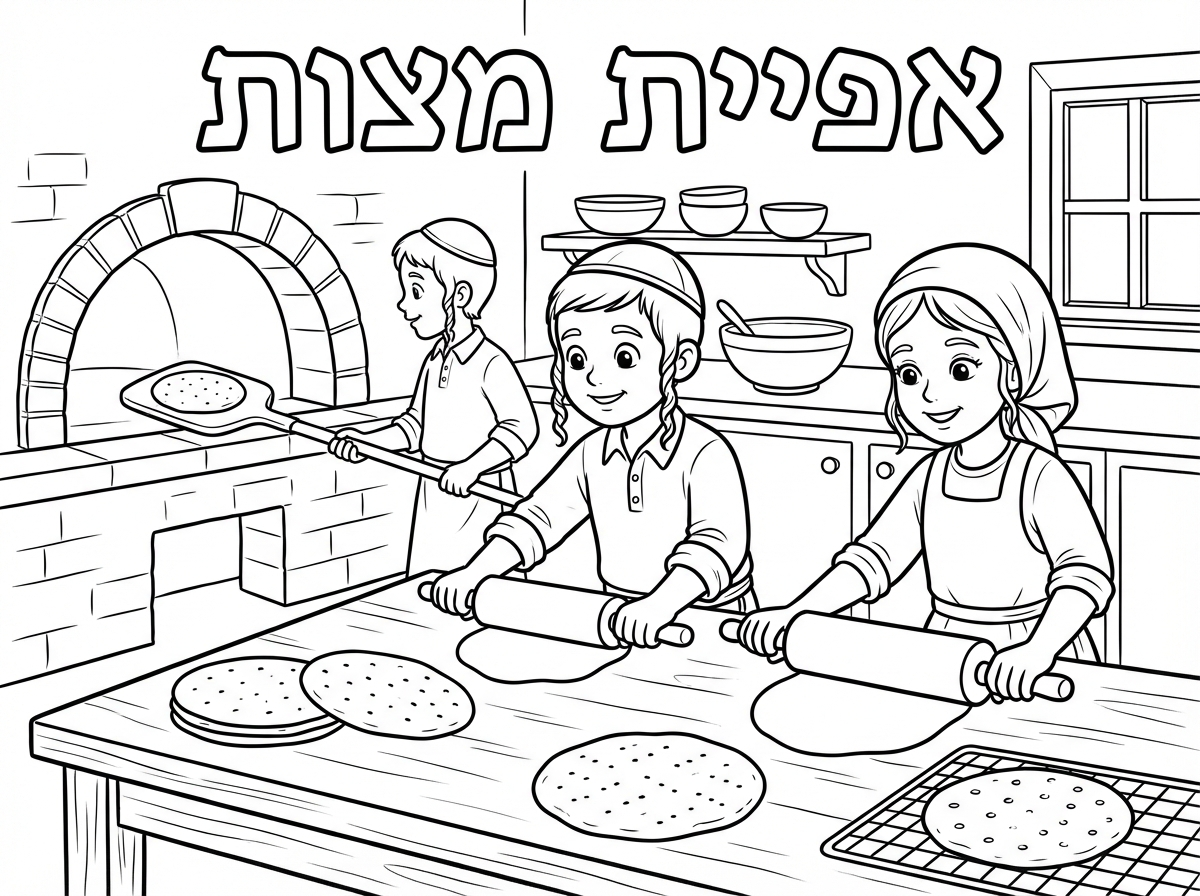 שהדף צביעה יהיה יותר פשוט 
שהילדים יהיו דתיים 
ושיהיה כתוב 
אפיית מצות