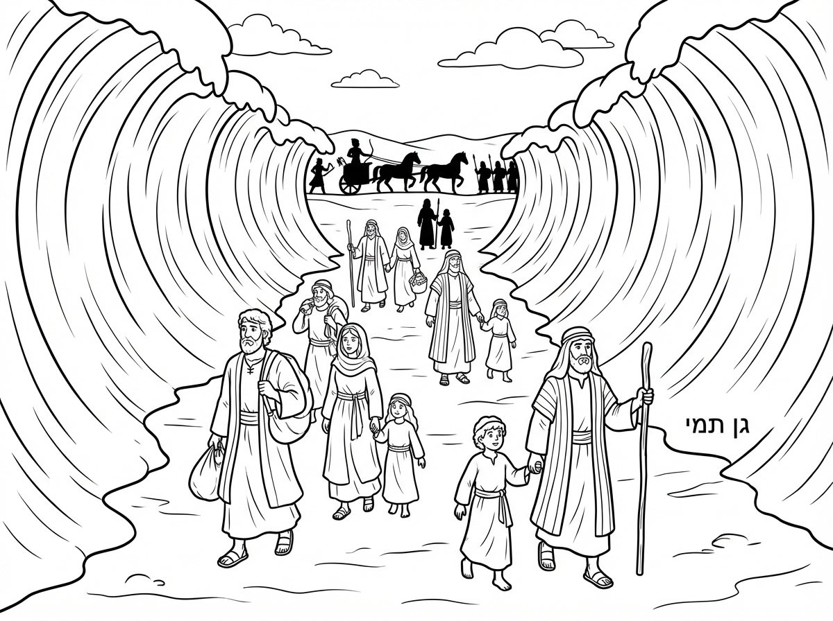 שלום אשמח לדף צביעה של בני ישראל יוצאים ממצרים והים נפתח לשניים.
בצד הדף לכתוב גן תמי