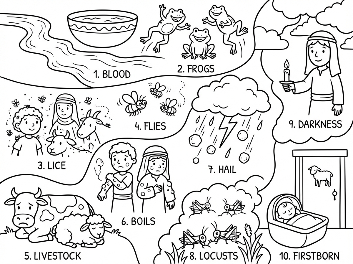 תמונה של כל המכות שהיה במצרים