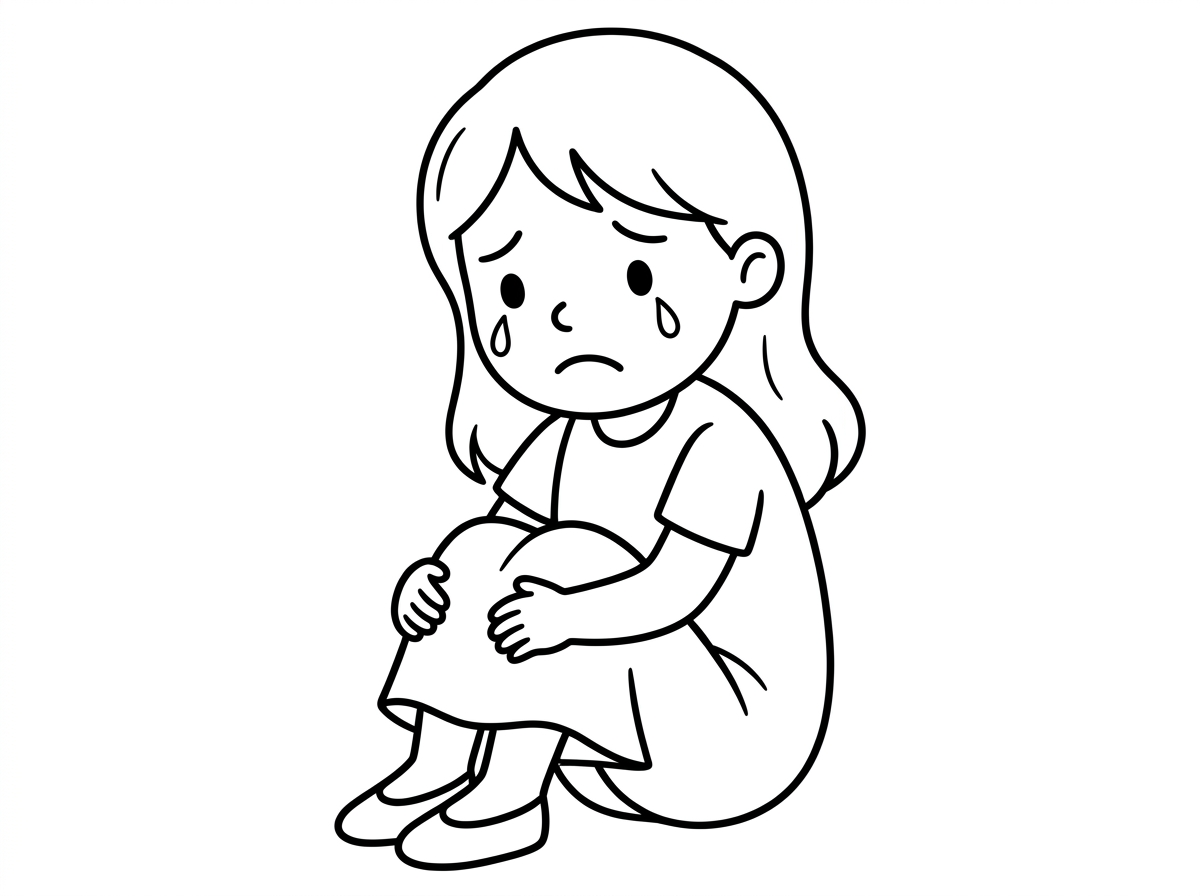 קף צביעה עם ילדה עצובה