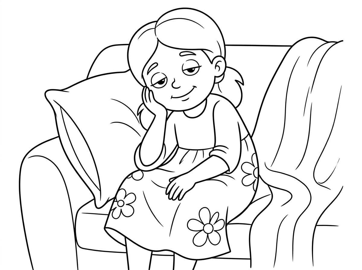 תודה. עכשו ילדה עייפה בחצאית או שמלה