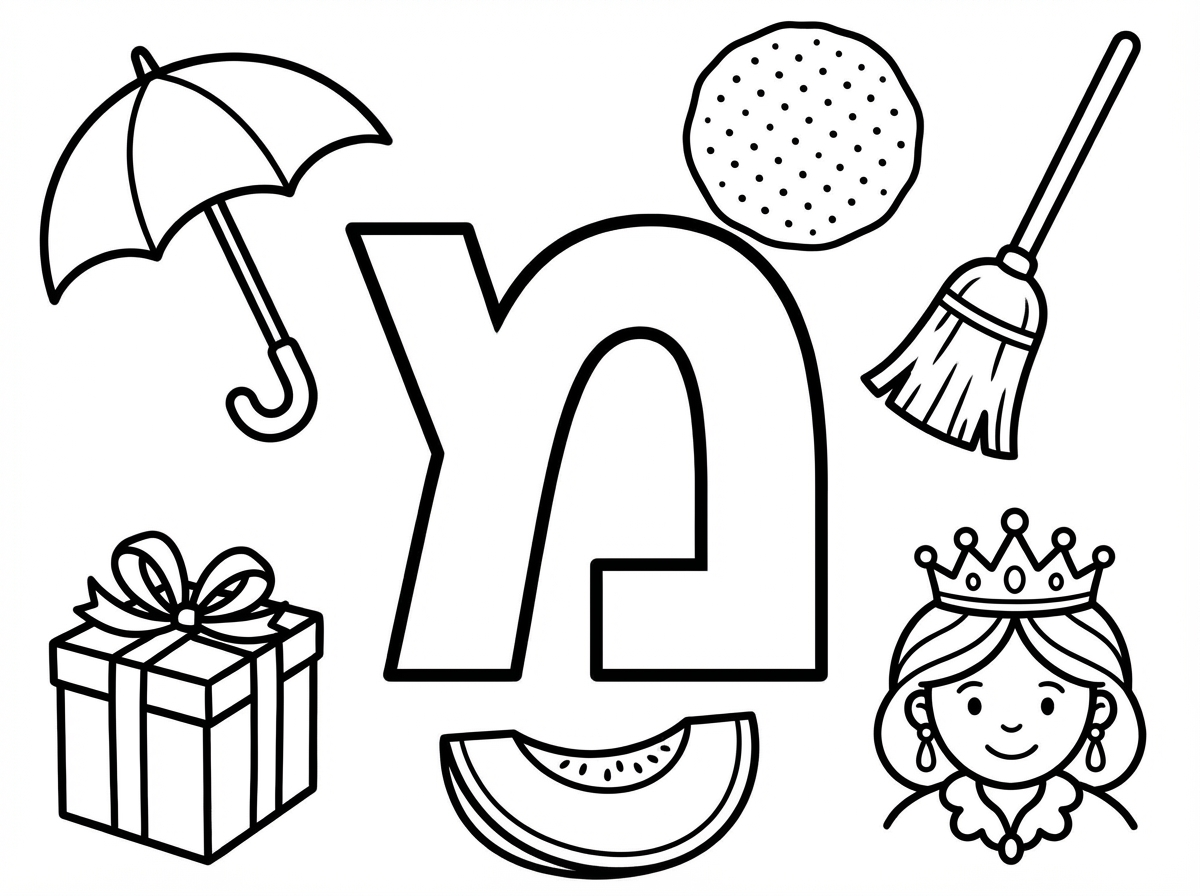 שלום,
צור בבקשה דף צביעה עם האות מ חלולה והציורים הבאים; מטרייה, מצה עגולה, מטאטא, מתנה, מלכה, מלון