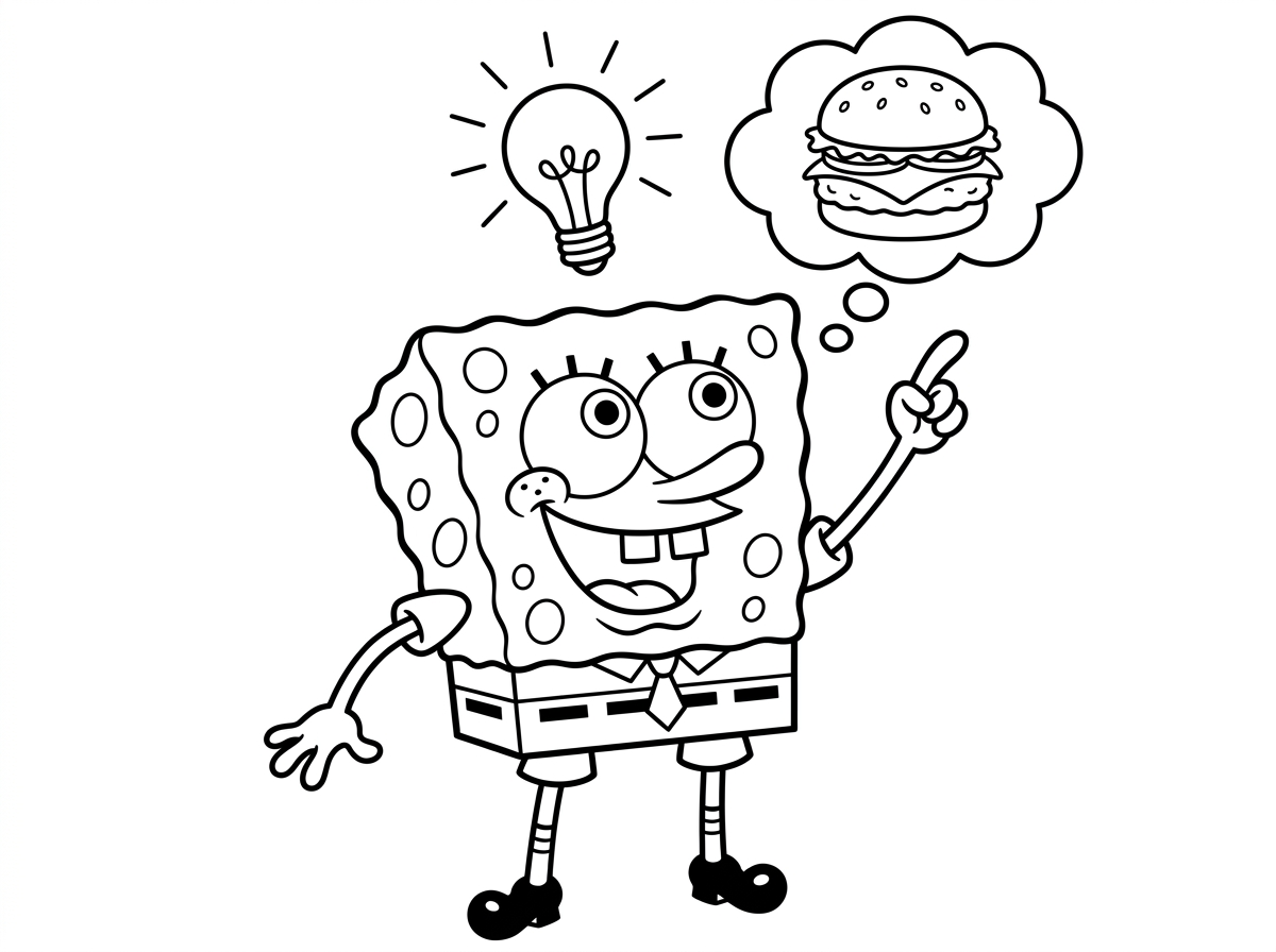 תצייר לי בובספוג עם רעיון שאתה חושב