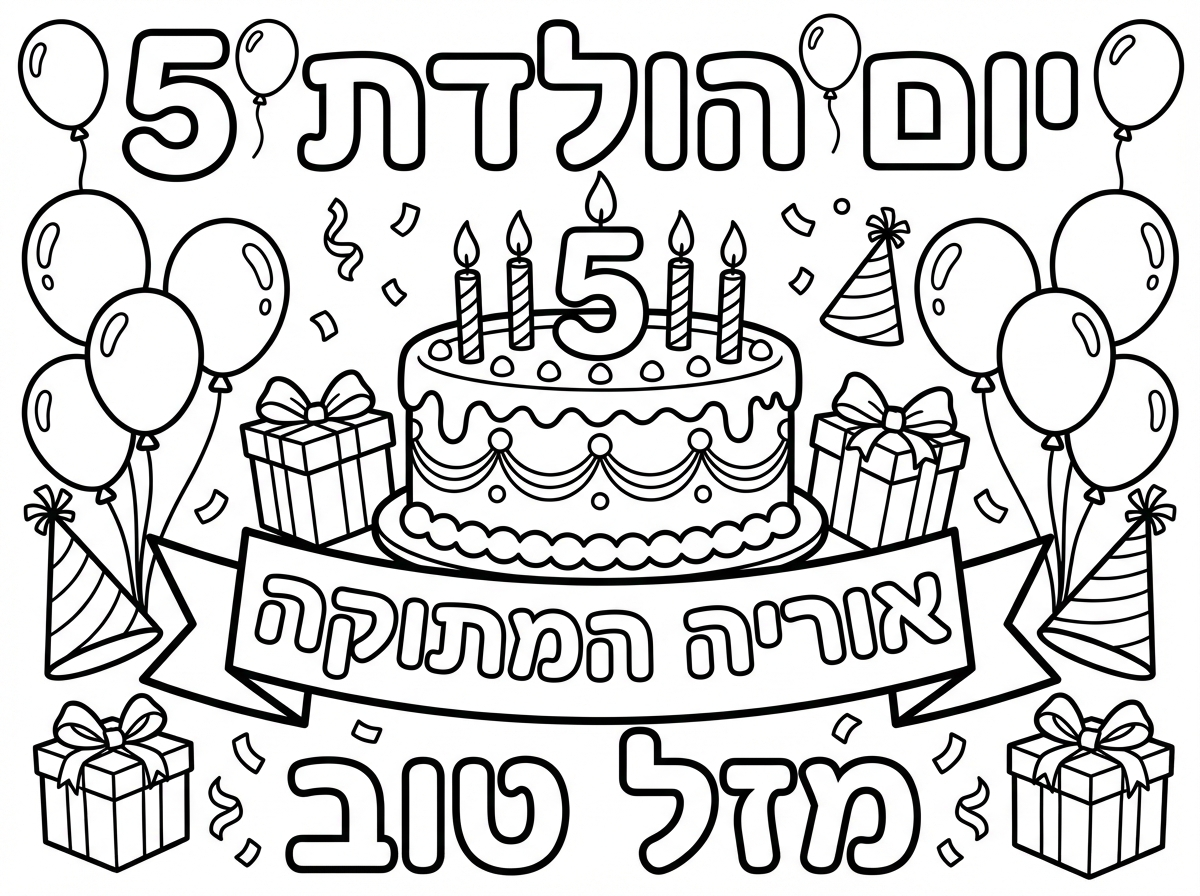 אשמח לדף צביעה
יום הולדת 5
מזל טוב
 אוריה המתוקה