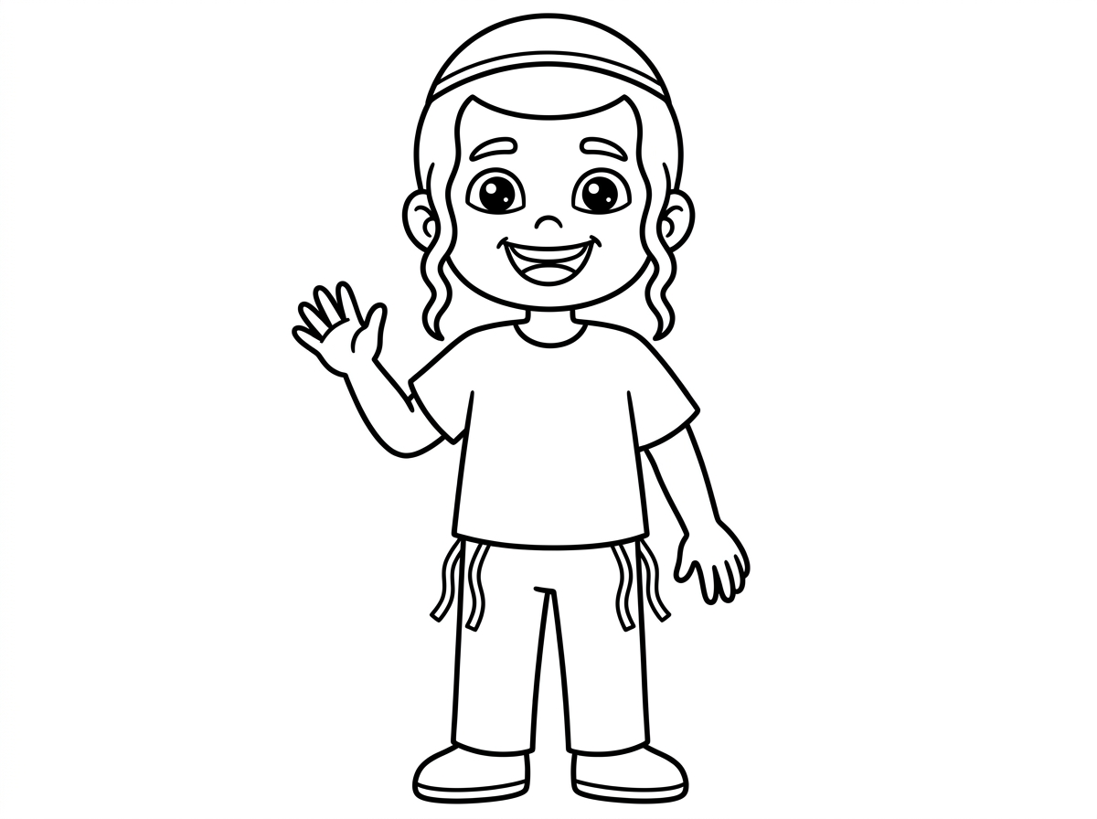 דף צביעה יל שמח בן 3, עם כי]ה פאות וציצית