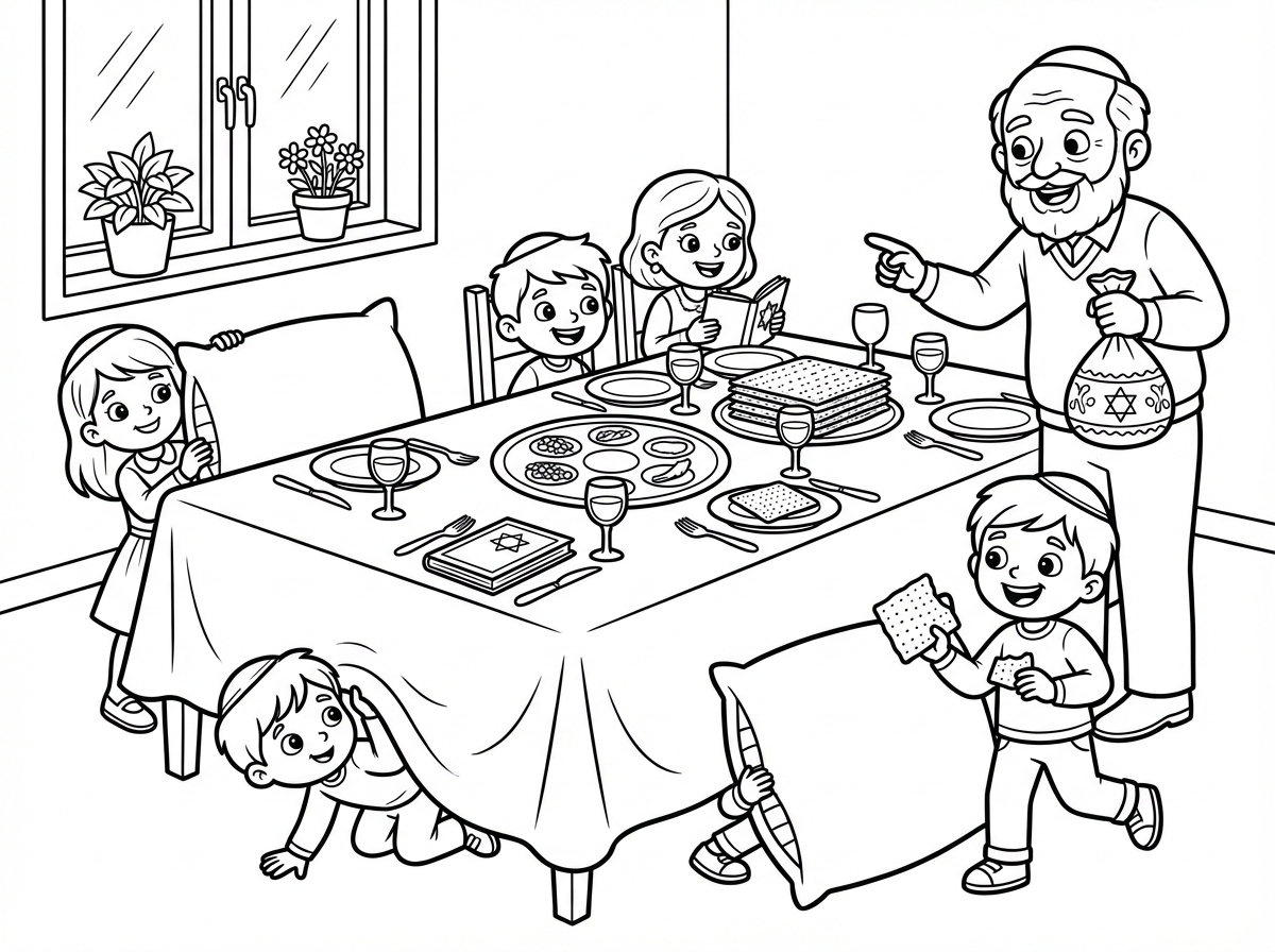 תוכל לעשות שולחן של פסח  וילדים  מחפשים את האפיקומן