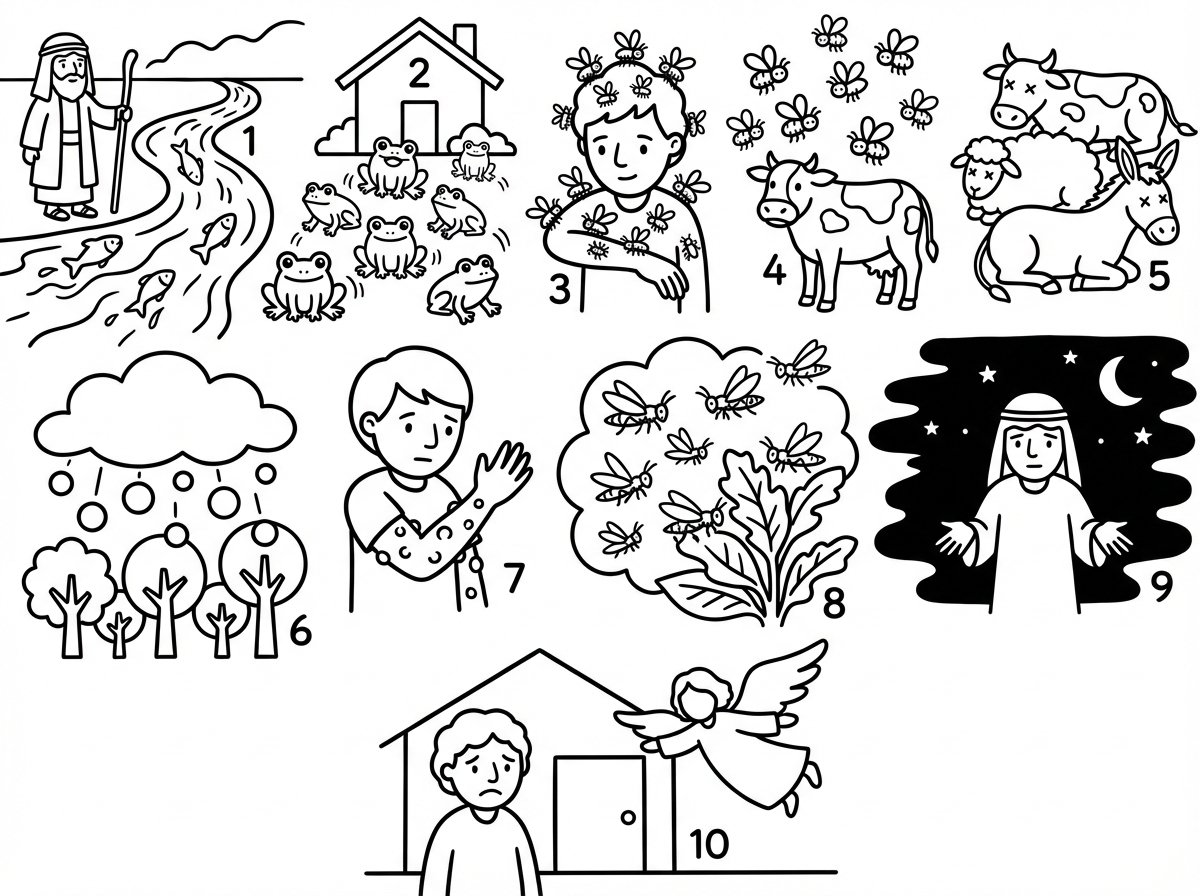 דף עם כל המכות שהיו במצרים