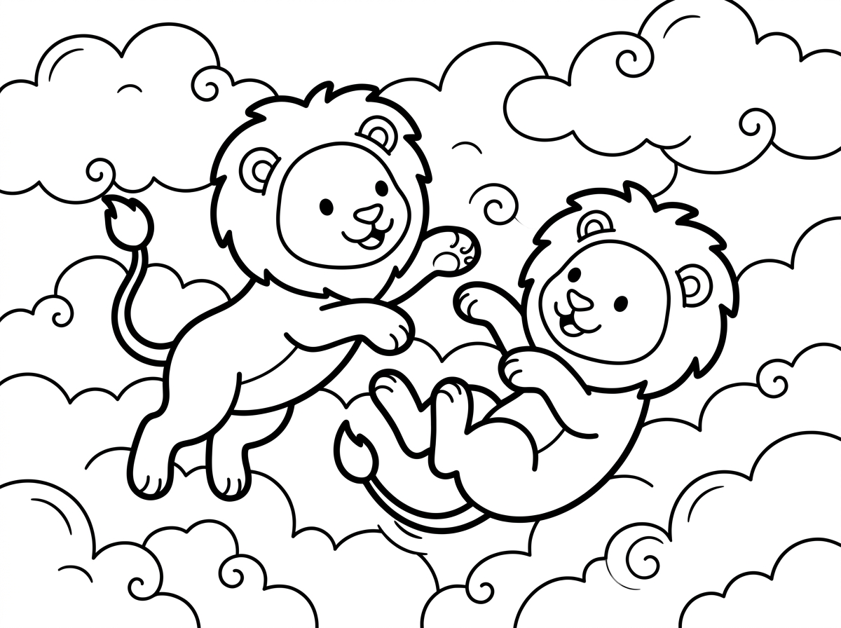 אריה נלחם ומסביבו עננים