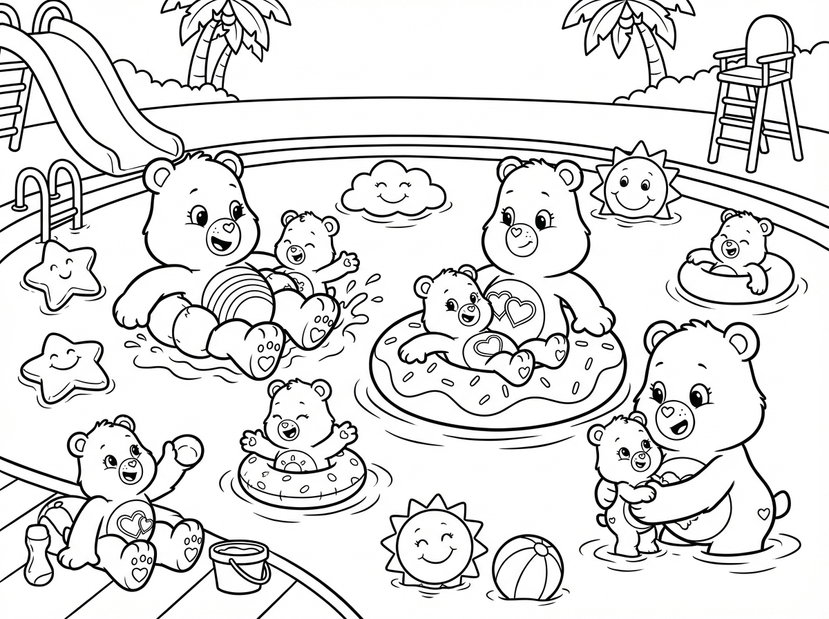 דובוני אכפת לי בבריכה עם התינוקות שלהם