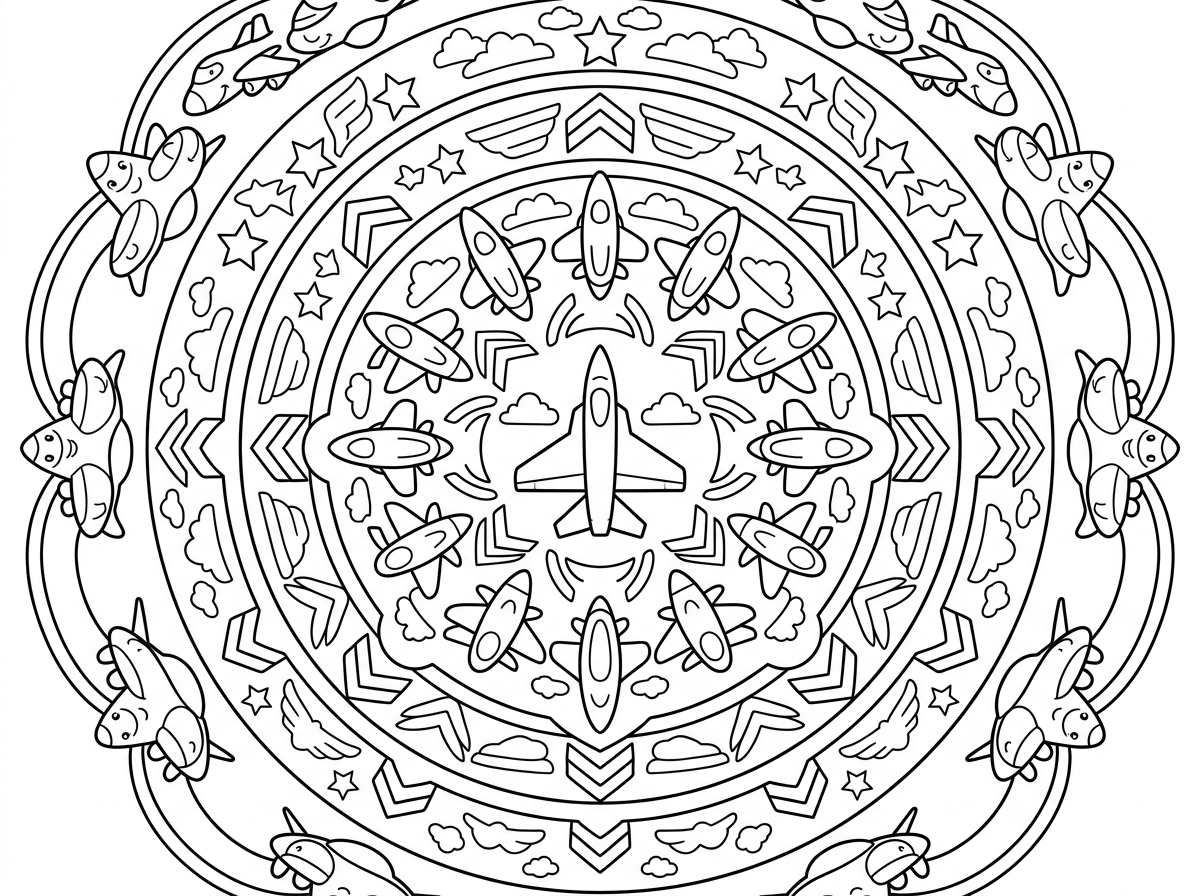 שלום
תכין לי דף צביעה מנדלה של מטוס קרב