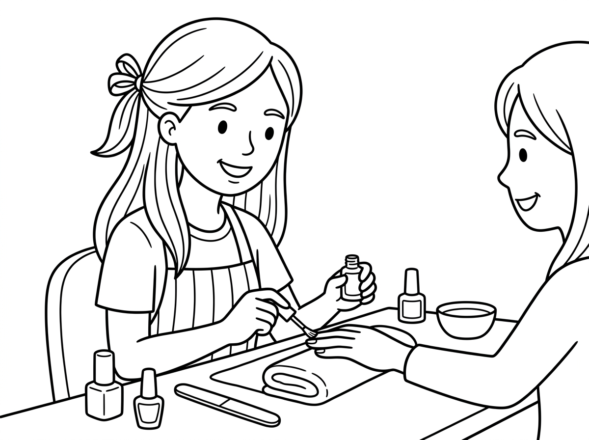 מניקוריסטית עם שער חלק