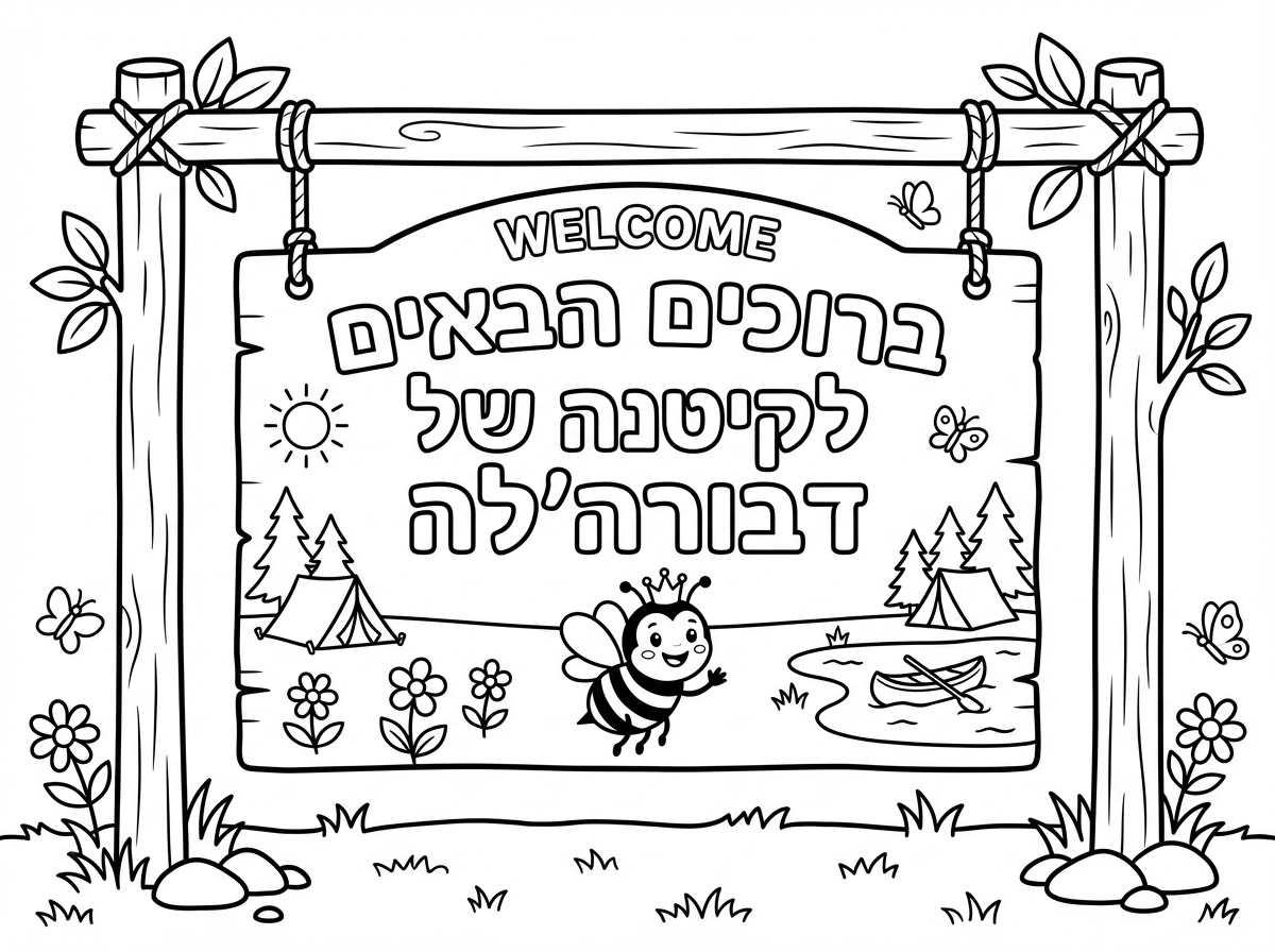 תכין לי ציור של שכתוב בו ברוכים הבאים לקיטנה של של דבורה'לה.