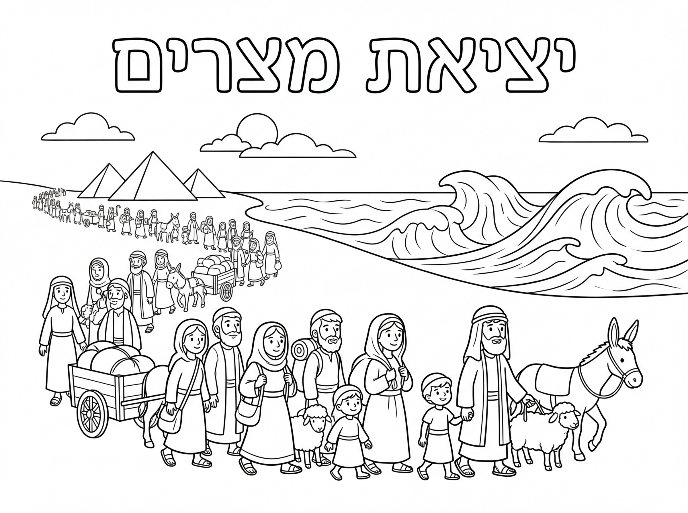 תיצור לי דף צביעה של יציאת מצרים ולמעלה יהיה כתוב "יציאת מצרים "