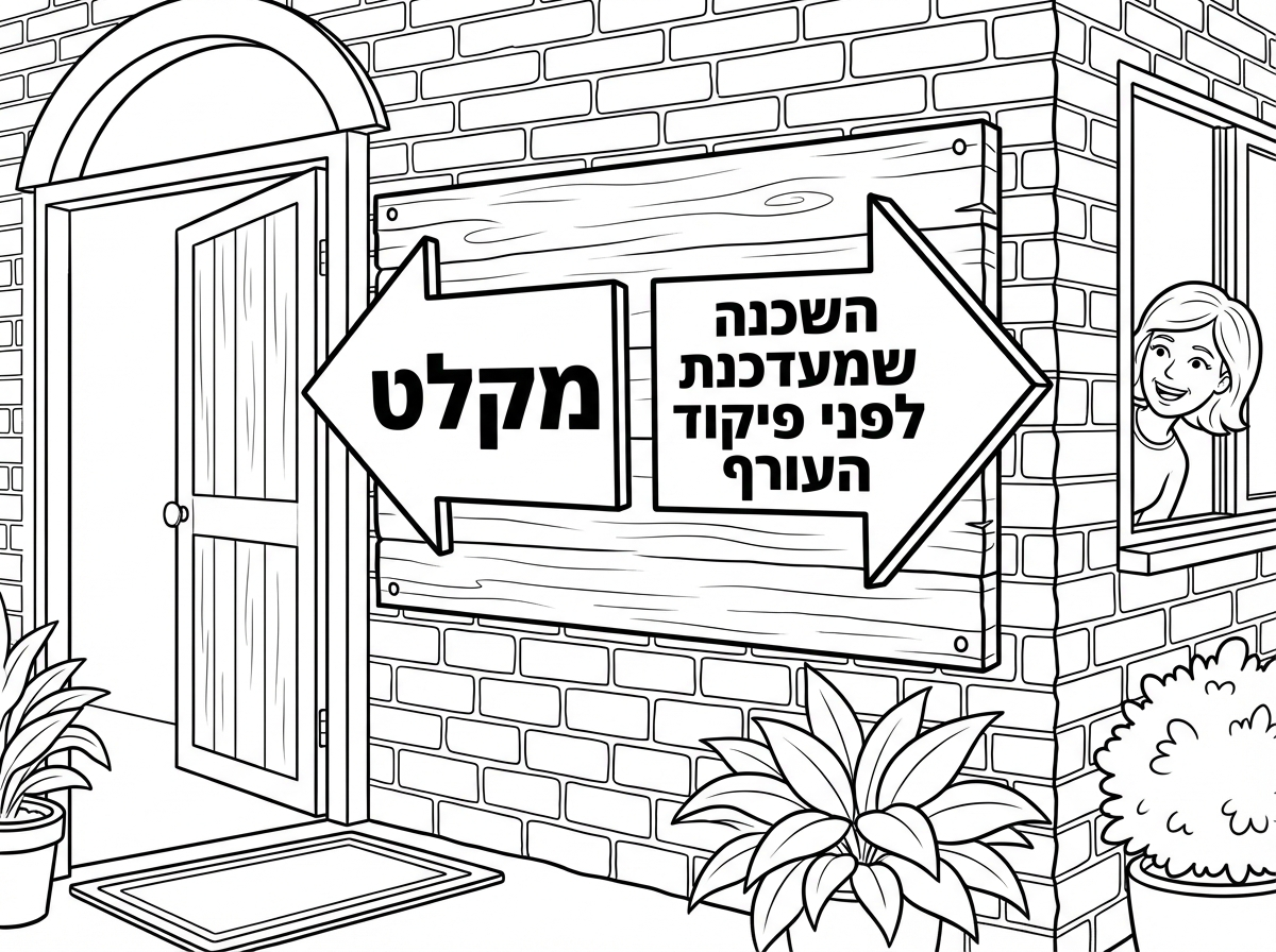 אני רוצה שהשלט יהיה על הקיר בכניסה לבניין