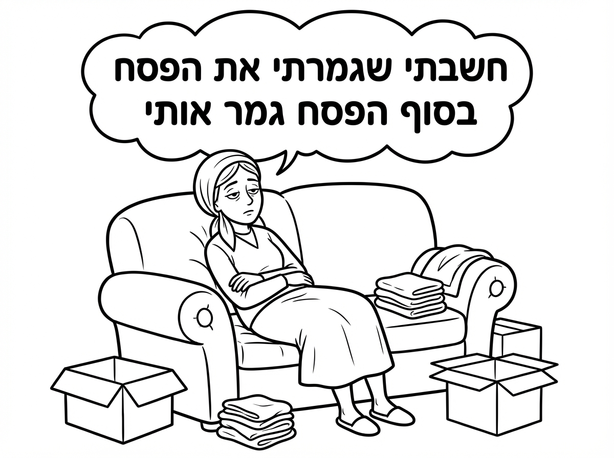 אני רוצה שהאישה תשב על הספה מותשת ושיהיה כתוב חשבתי שגמרתי את הפסח בסוף הפסח גמר אותי