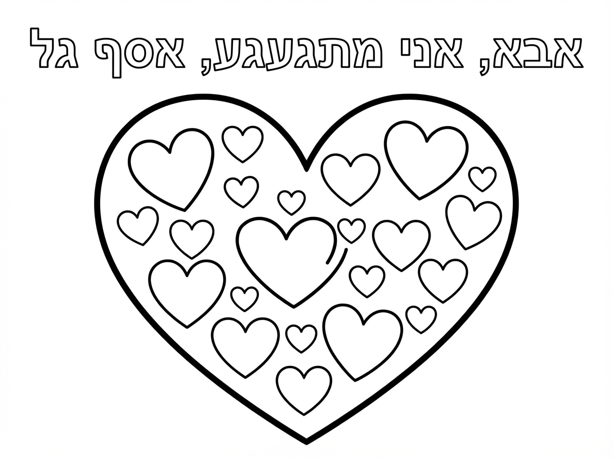 אשמח לדף צביעה :
לב גדול ובתוכו הרבה לבבנות קטנים. 
ובכותרת רשום:
אבא, אני מתגעגע, אסף גל