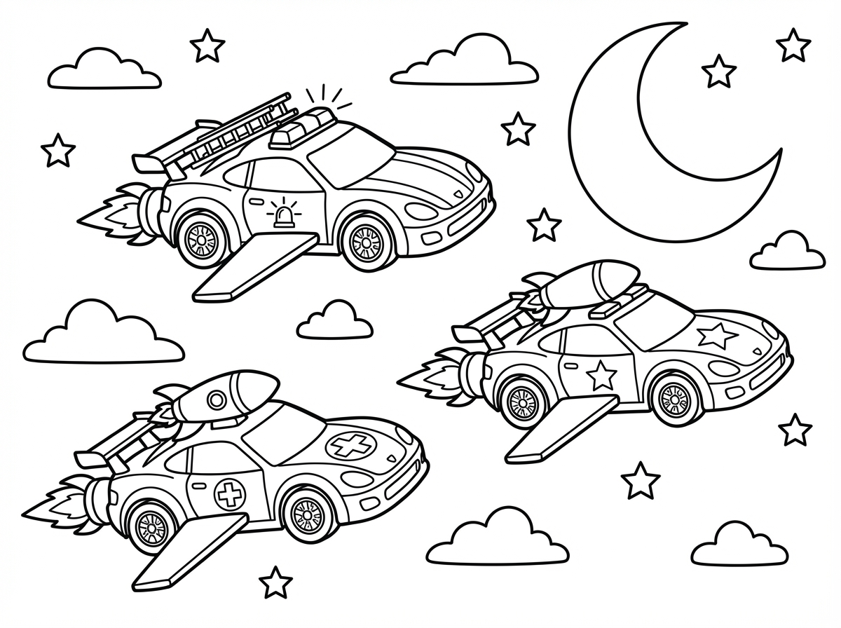 יחידת החילוץ במכוניות מרוץ טסים בדרך לירח