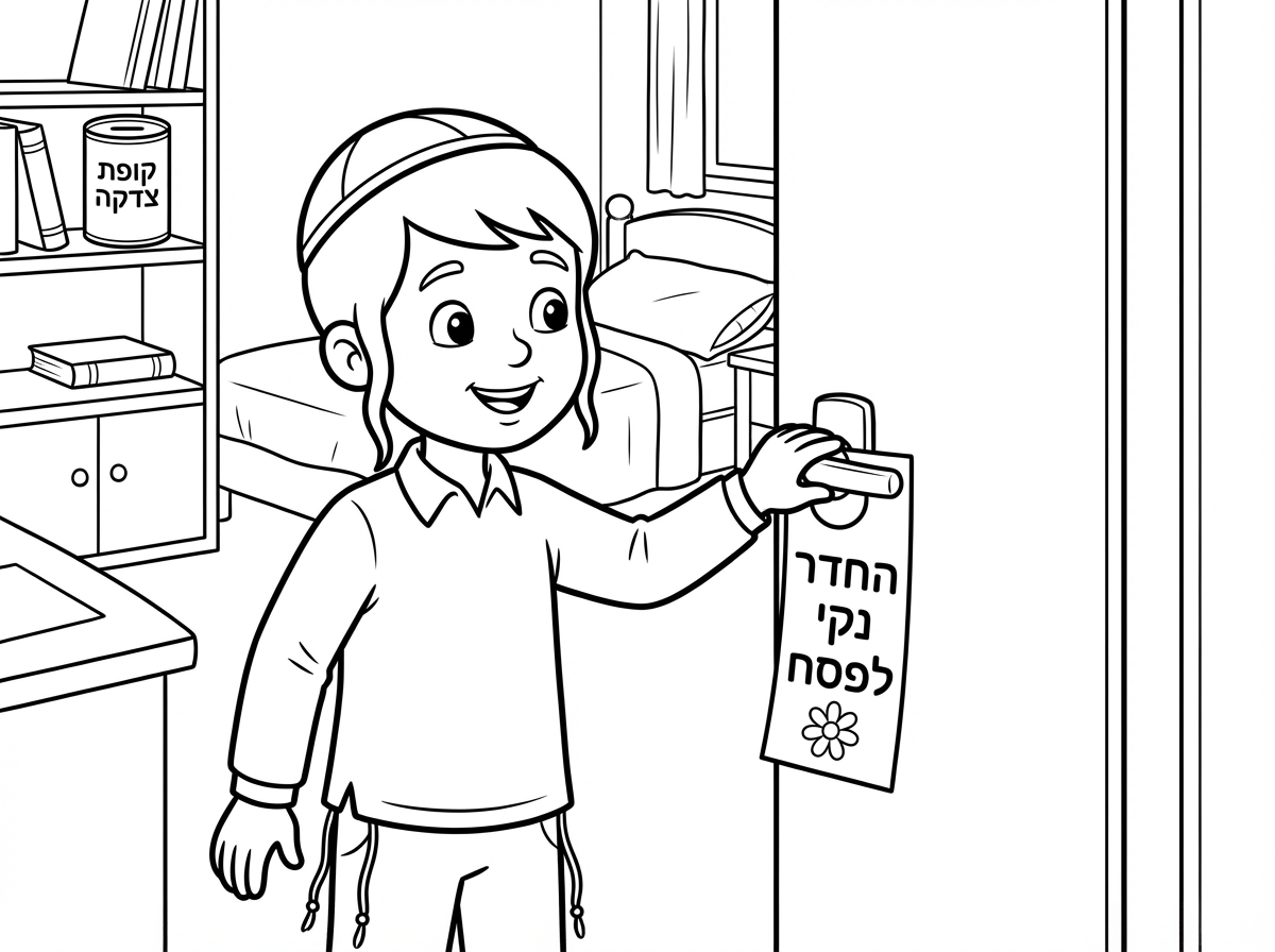 אני אשמח לשינוי. את הדובים שבמדף להוריד לשים קופת צדקה במקום. והילד שצולע את ה אה תמונה עם המצה ופרחים. לרשום החדר נקי לפסח. להוריד את כל אפשר להכשיר את הפרחים, אבל להוריד את המצה, להוריד להשאיר רק את הכיתוב החדר נקי לפסח. אפשר לשים פרח, אבל יותר מזה לא.