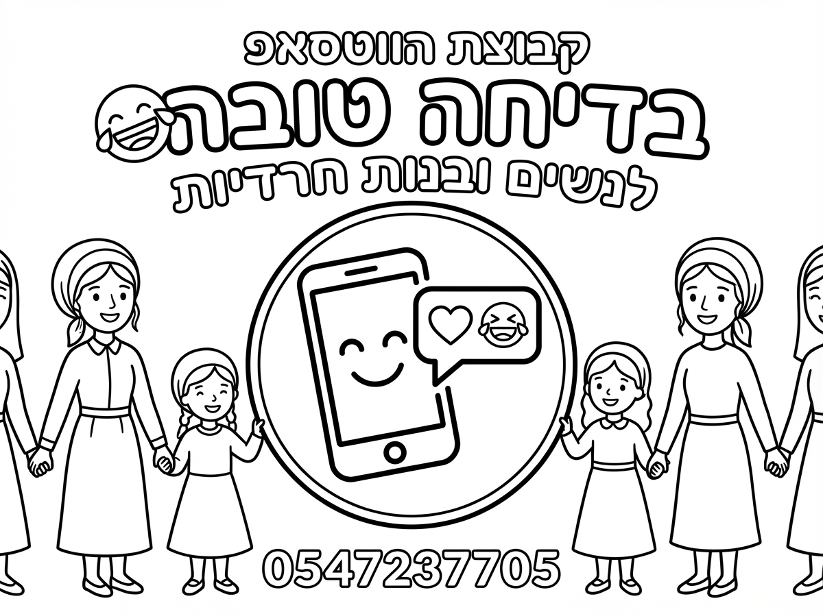 אני צריכה סמל שכתוב בו קבוצת הווטסאפ בדיחה טובה🤣 לנשים ובנות חרדיות  
ושלמטה בקטן כתוב 0547237705