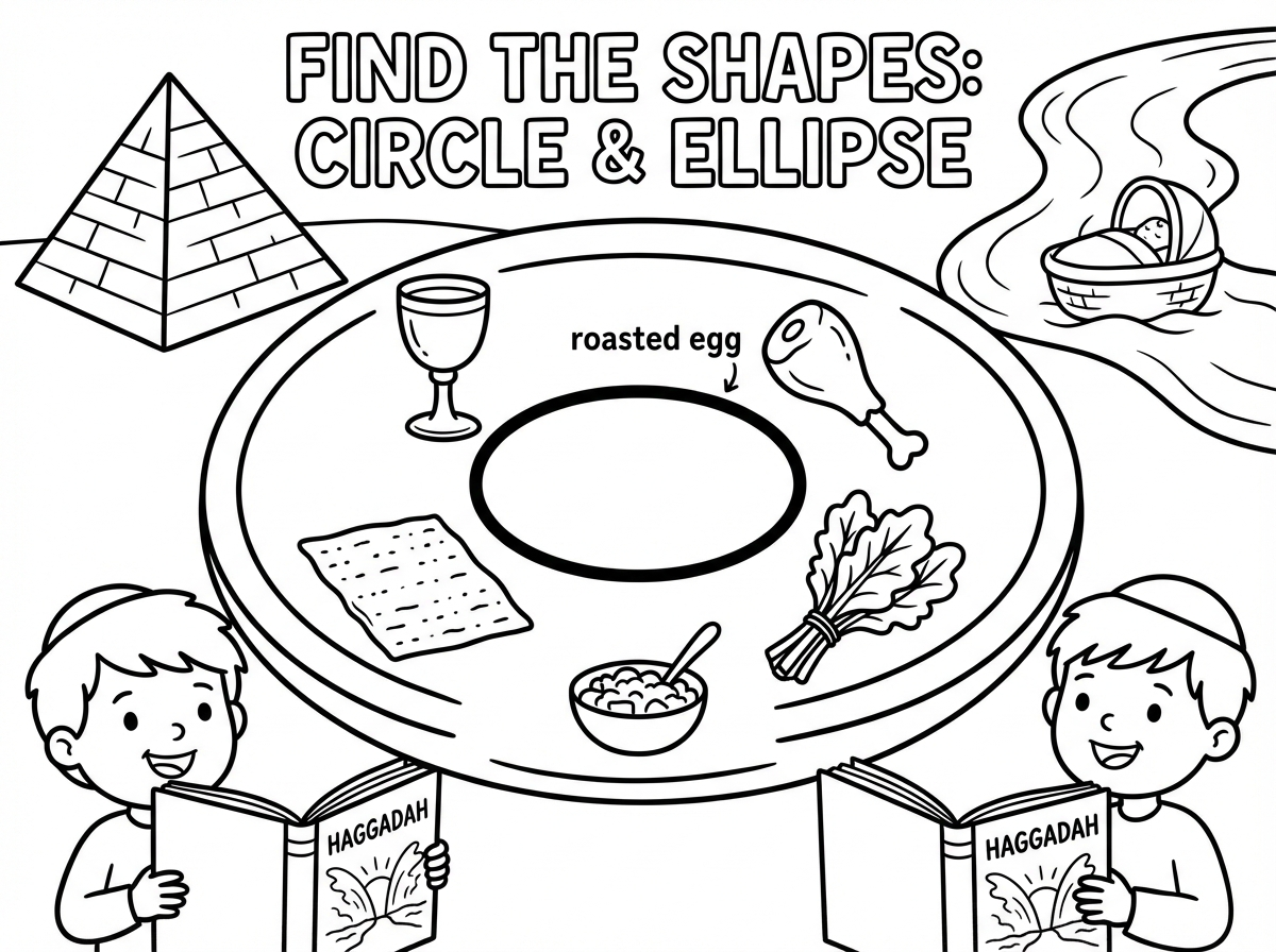 תכין לי דף עבודה לפסח שצריך למצוא צורות גיאומטריות
כמו עיגול 
אליפסה
 לביצה  
בציור 

שהצורות הגיאומטריות יהיו מודגשות ברורות