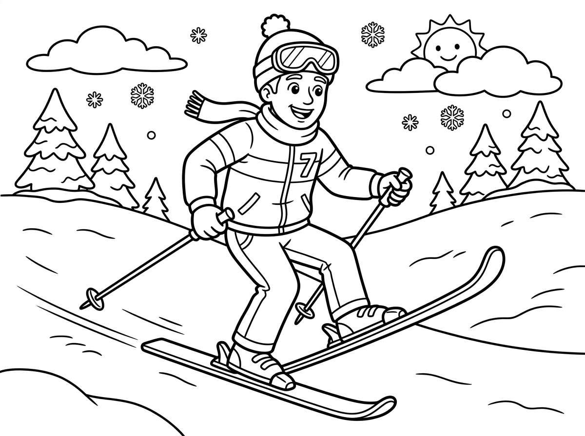 תעשה לי תמונה של איש עושה סקי