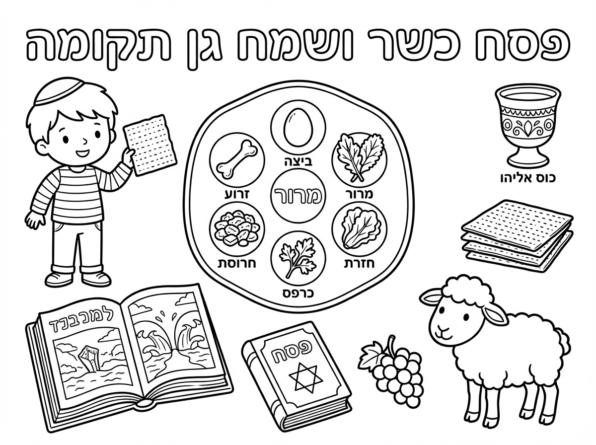 פסח כשר ושמח
גן תקומה
עם אלמנטים של חג פסח