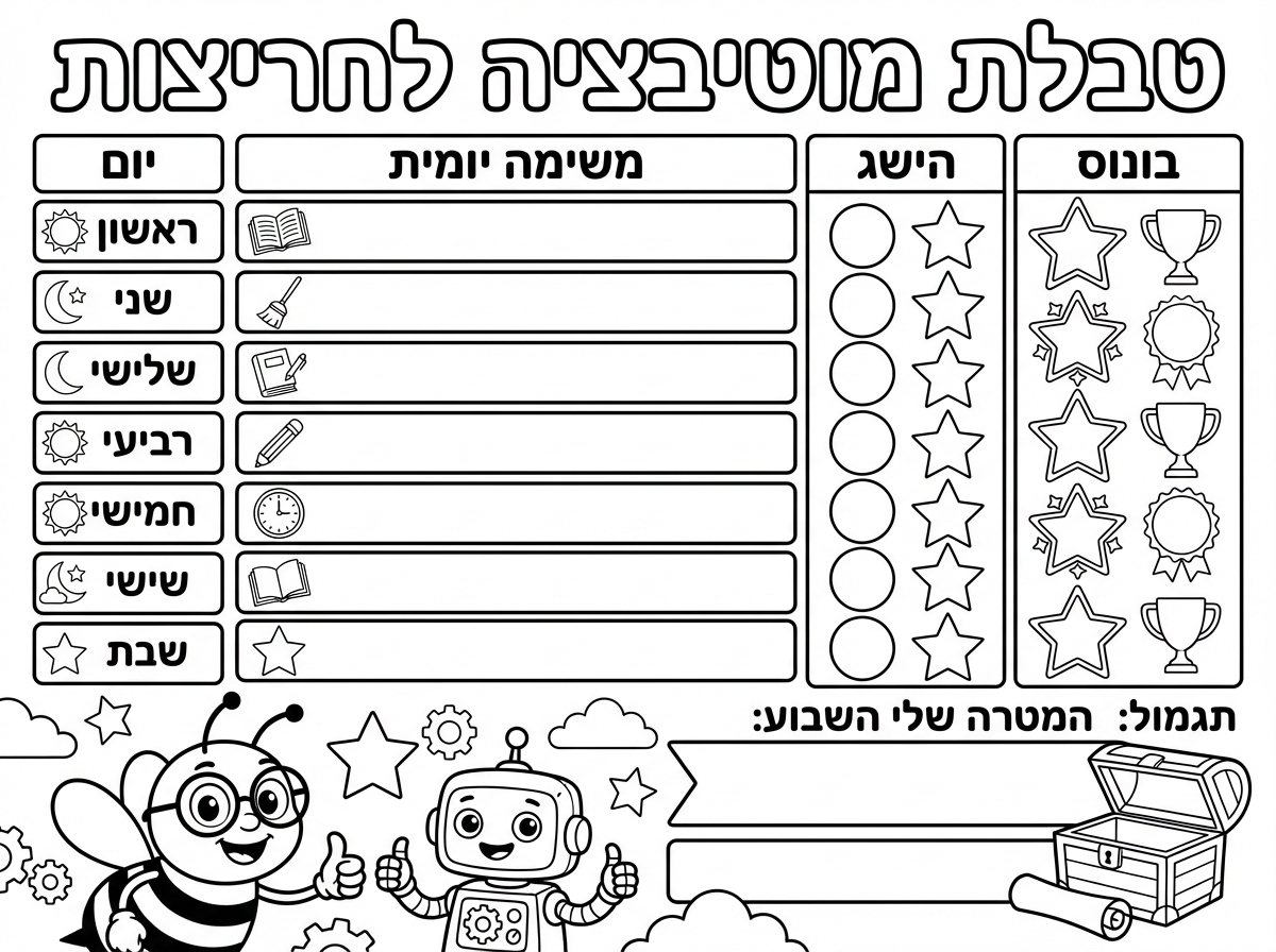 אפשר טבלה  מווצה חריצות לילד בן 11