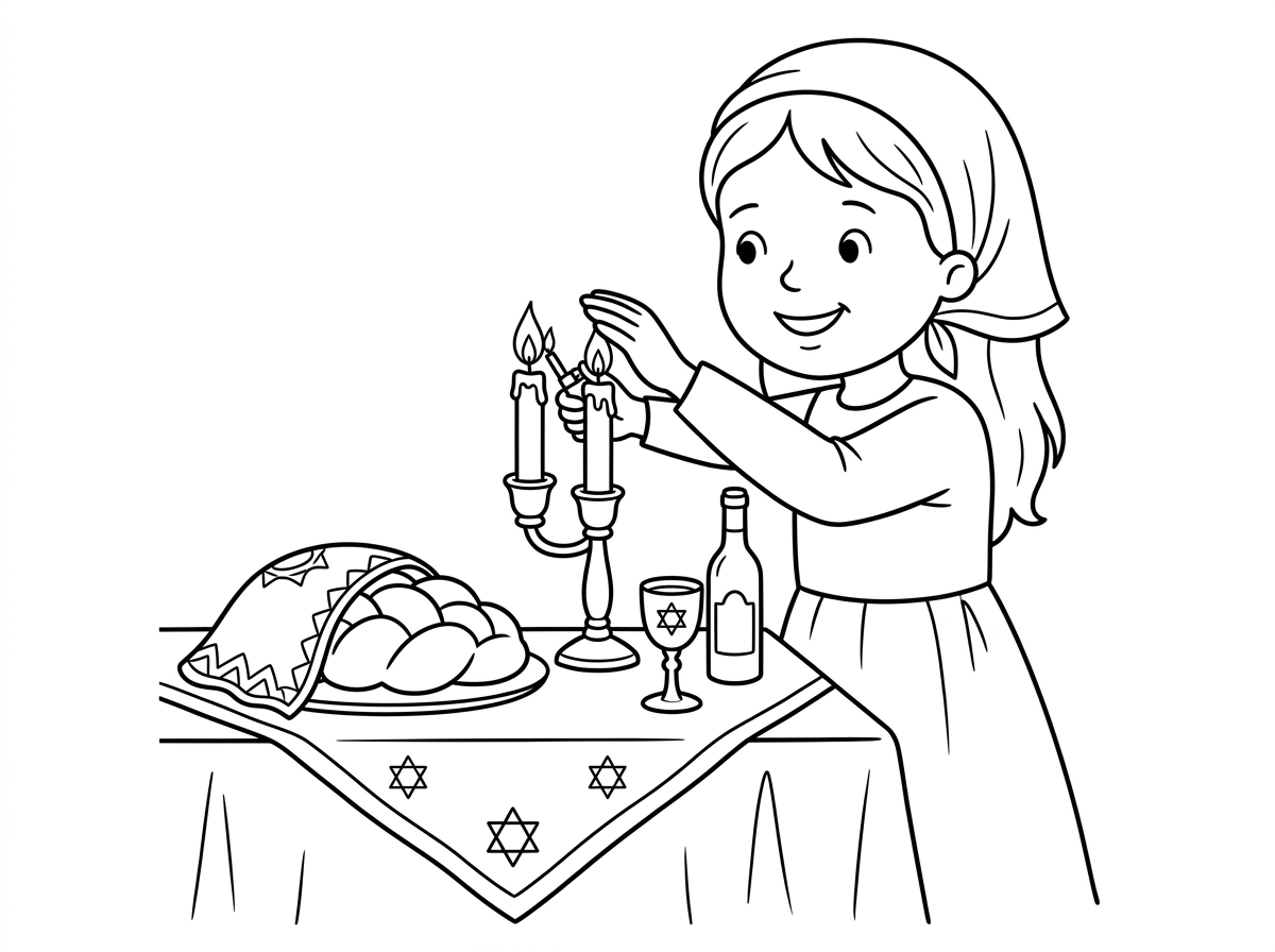 ציור ילדה אמא של שבת