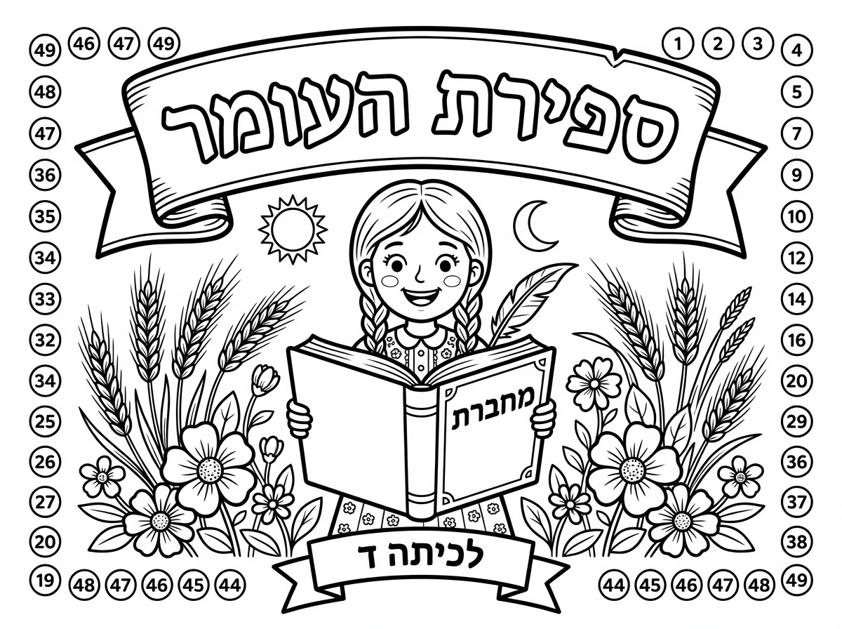 Counting the Omer notebook cover for a 4th-grade girl