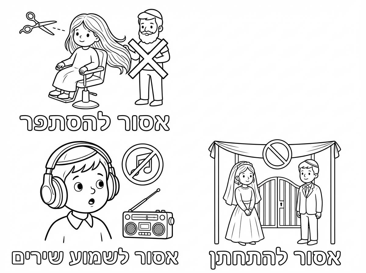 אסור להסתפר
אסור לשמוע שירים
ואסור להתחתן