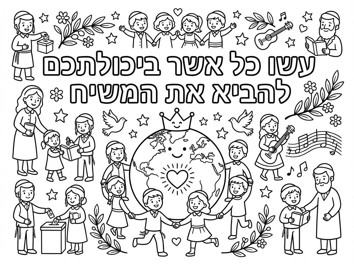 אשמח לדף צביעה עם המשפת של הרבי מליובאוויטש עשו כל אשר ביכולתכם להביא את המשיח