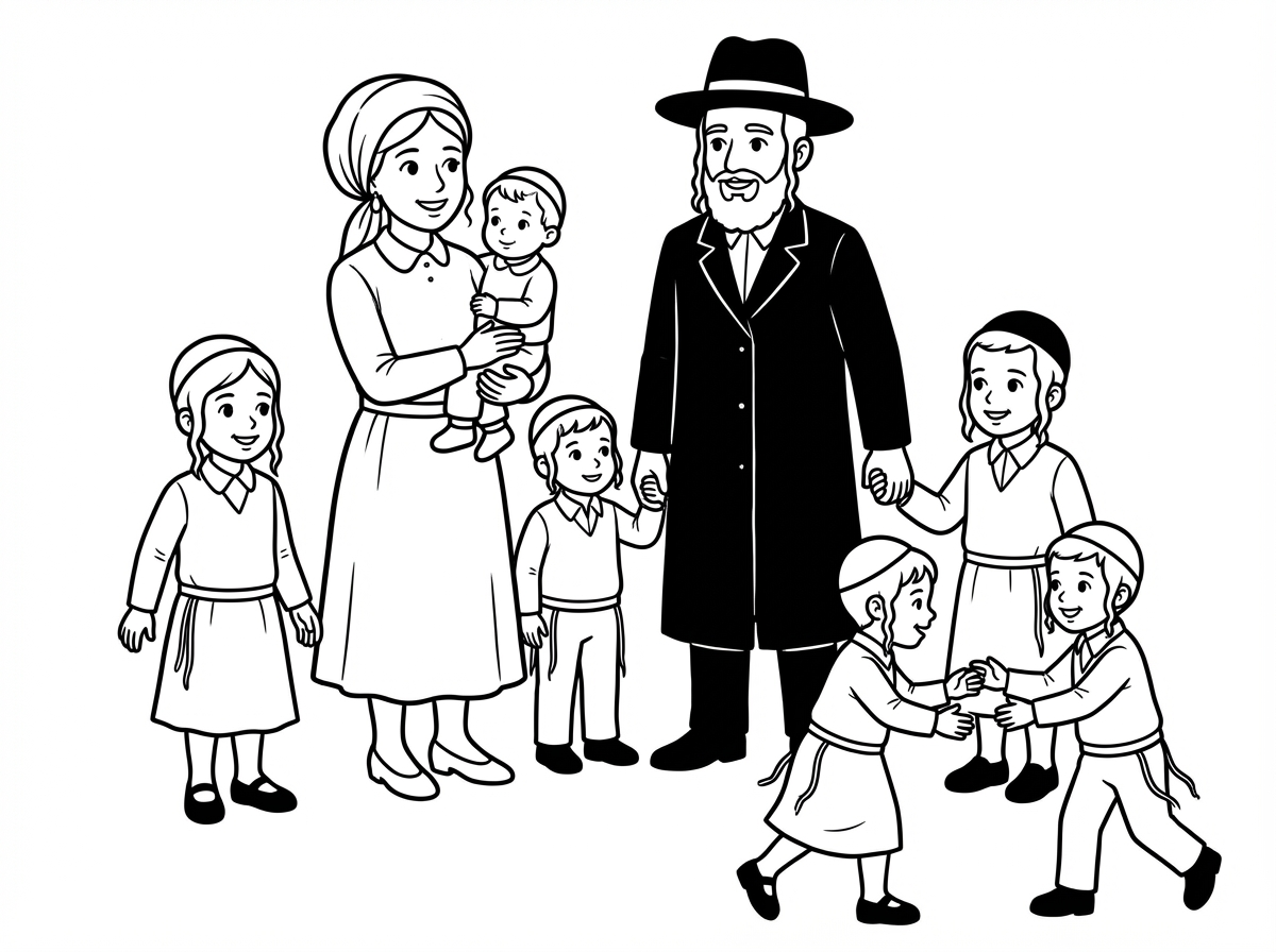 צריר לי משפחה חרדית עם חמישה יךדם שמחים ומגבשים