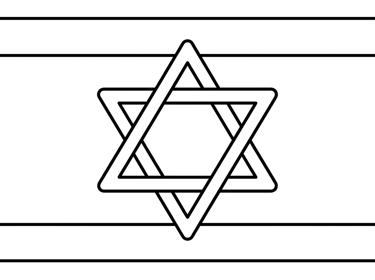 תיצור לי דף צביעה של דגל ישראל על פני דף A4