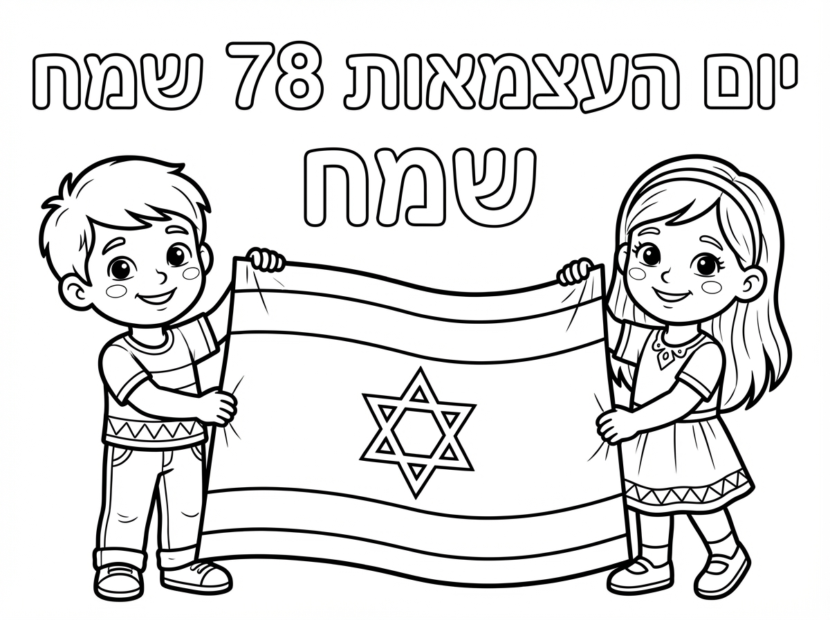 אפשר בבקשה תמונה של ילדים מחזיקים דגל ישראל עם הכיתוב
 יום העצמאות 78 שמח