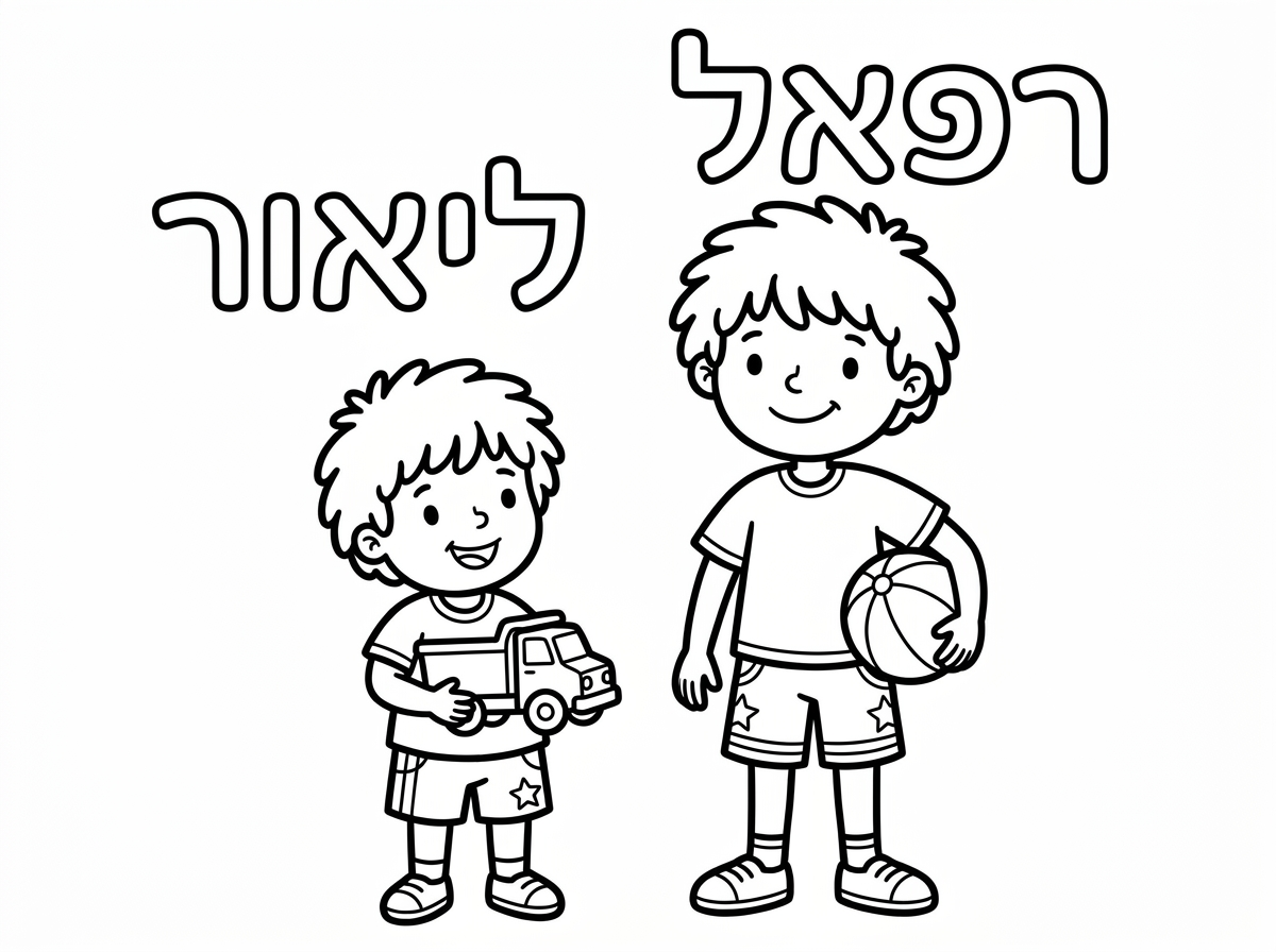 אני רוצה שהשמות שלהם יהיו כתובים בעברית ושהשיער של ליאור יהיה זהה לשיער של רפאל