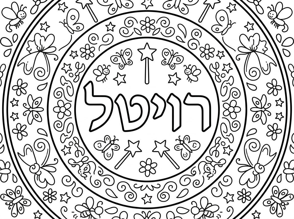 דף צביעה רויטל במנדלה קסומה בסגנון פיות