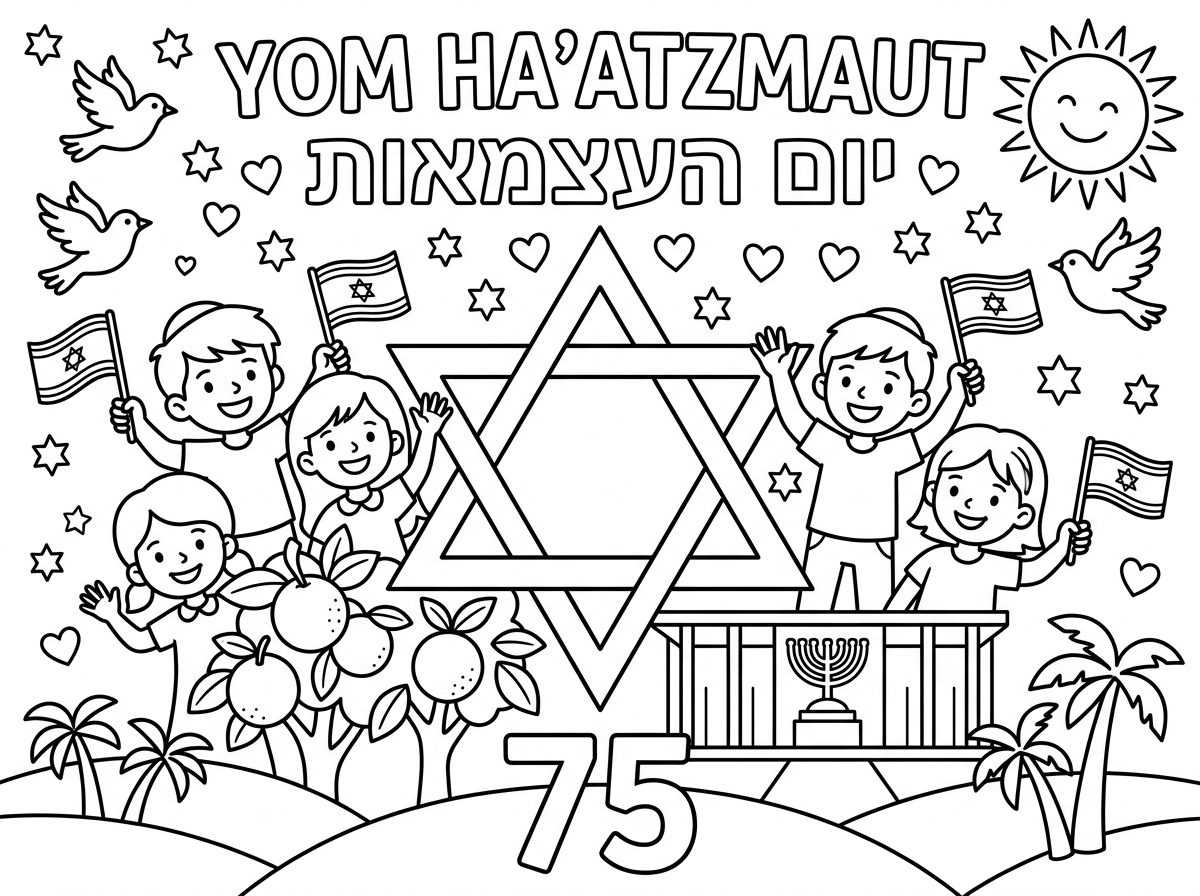 בבקשה  דף צביעה ליום העצמאות  של  מדינת ישראל