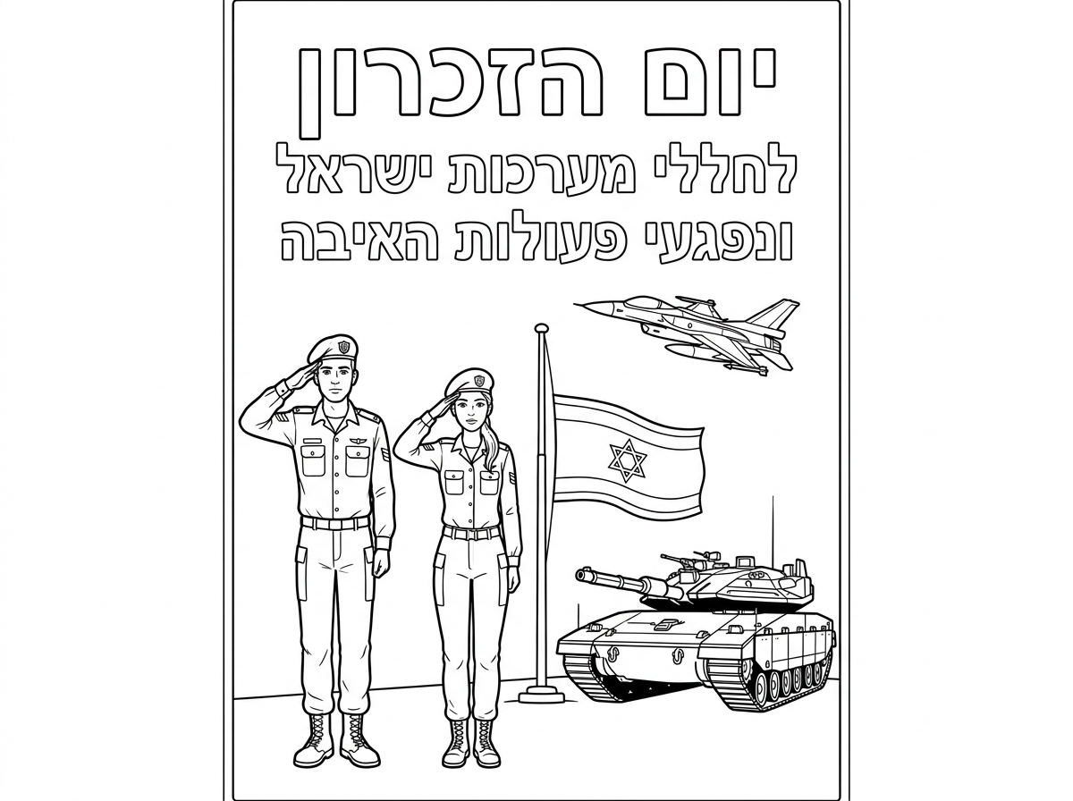 אנא  דאג שהכיתוב בשורה השניה והשלישי של יהיו מעט  קטנות יותר מהכיתוב בשורה הראשונה. בנוסף אנא הראה את כל הגוף של החיילים וברקע שיהיה בשמיים מטוס קרב ובצד החייל והחיילת המצדיעים ליד הדגל בחצי התורן  יעמוד טנק