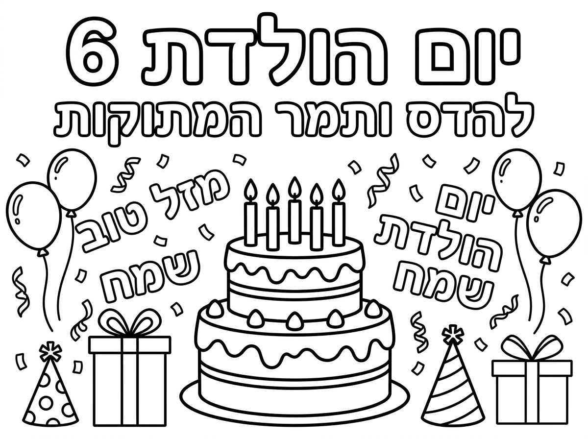 צור לי דף צביעה יום הולדת 6 

להדס ותמר המתוקות
מזל טוב
יום הולדת שמח