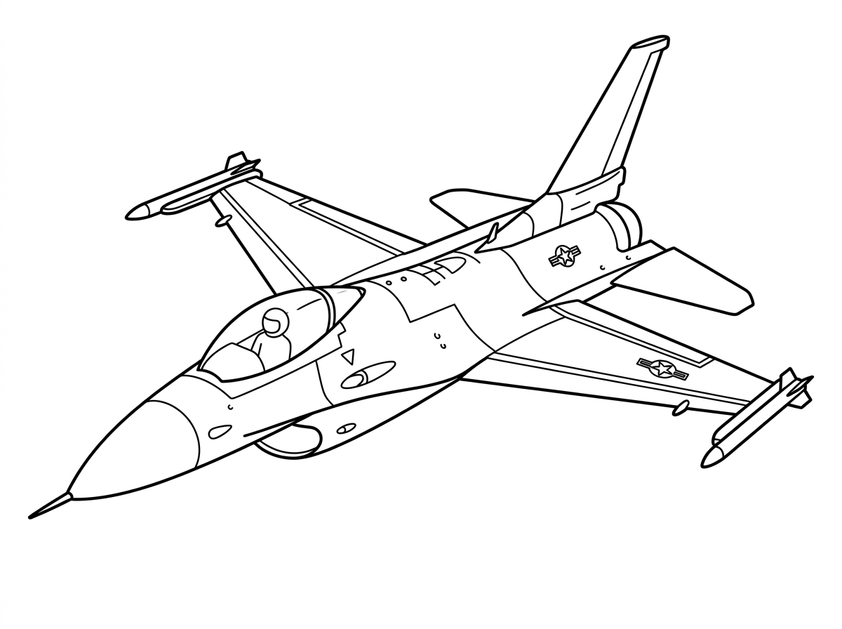 תיצור דף צביעה של מטוס f16