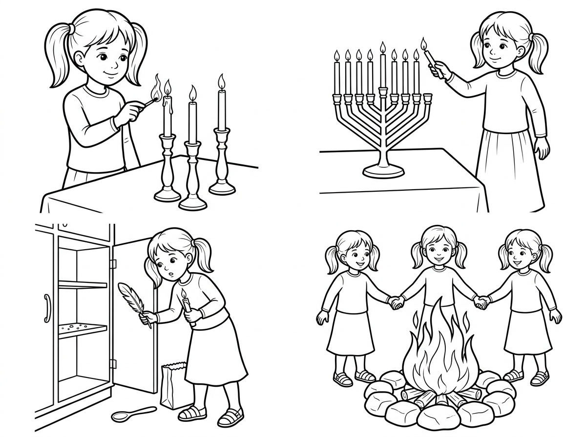 בנרות שבת
שיהיה פמוט נוסף ורק הוא דלוק

במדורת לג בעומר
שיעמדו רחוק מהאש
סביב האש יש מעגל אבנים

בחנוכיה 
קנים ישרים ולא קנים עגולים