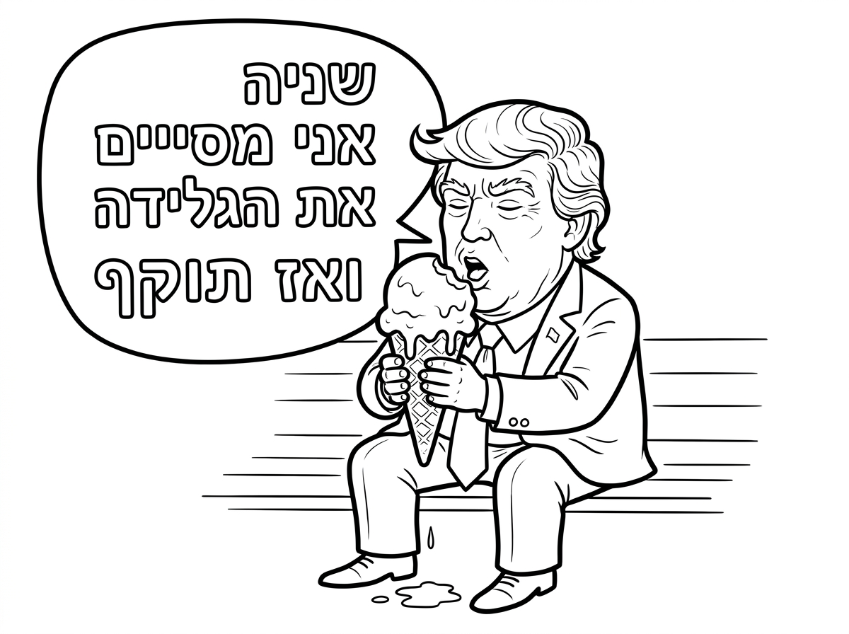 עכשיו רק את טראמפ עם הגלידה כשכתוב שניה אני מסיים את הגלידה ואז תוקף