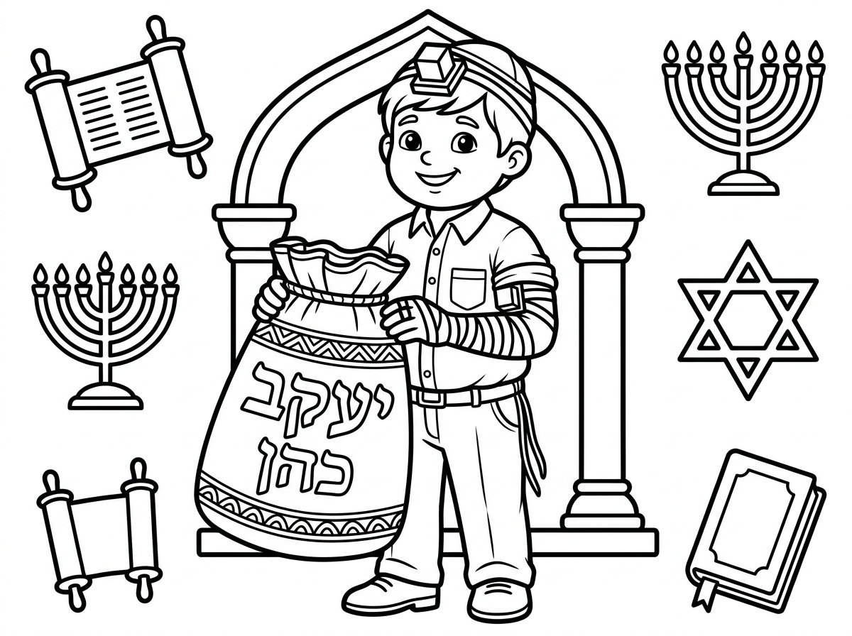 החתן בר מצווה קצת שמנמן ועל התיק תפילין כתוב יעקב כהן