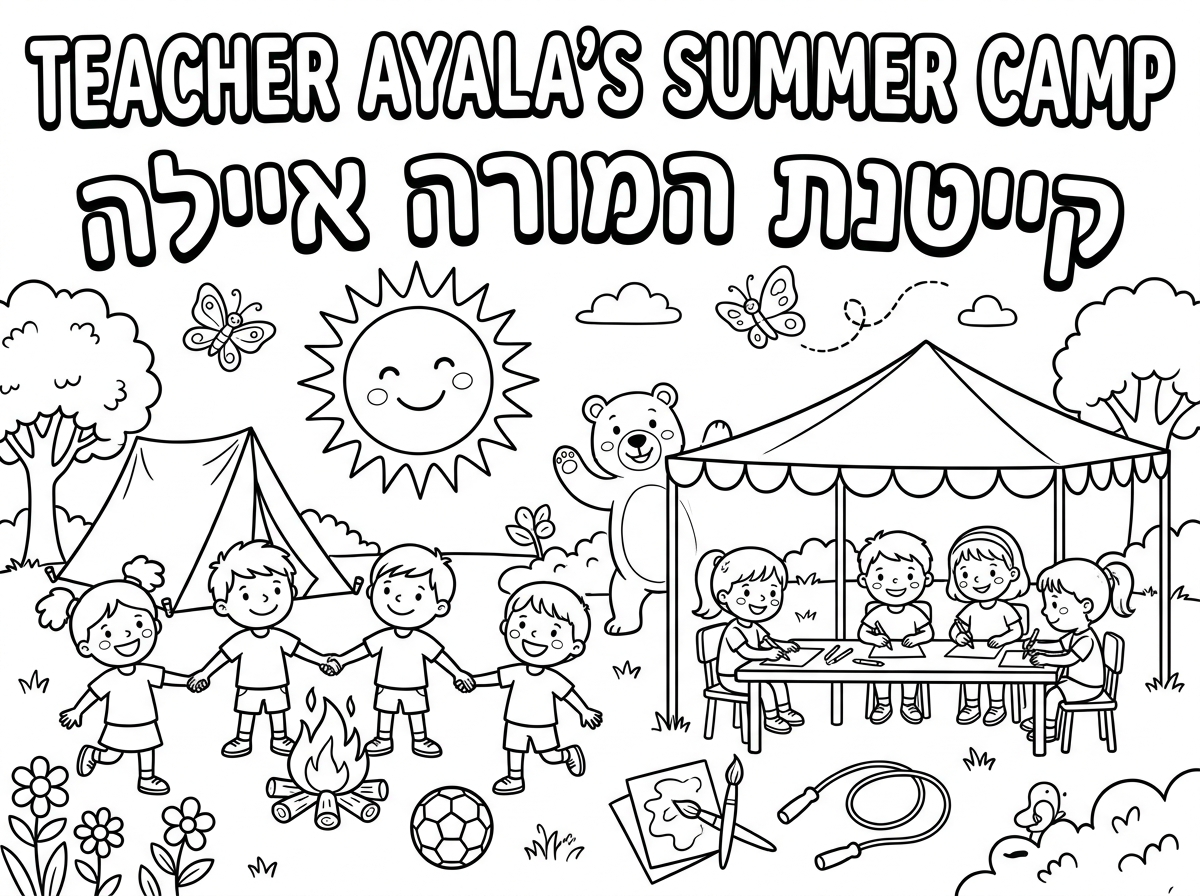 ציור וכיתוב של קייטנת המורה איילה